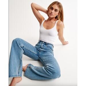 Abercrombie & Fitch The '90s Relaxed Jean High Rise Sz 34 18s Medium Wash Denim